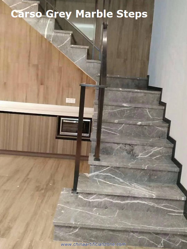 China Carso Grey Marble Step with white veins