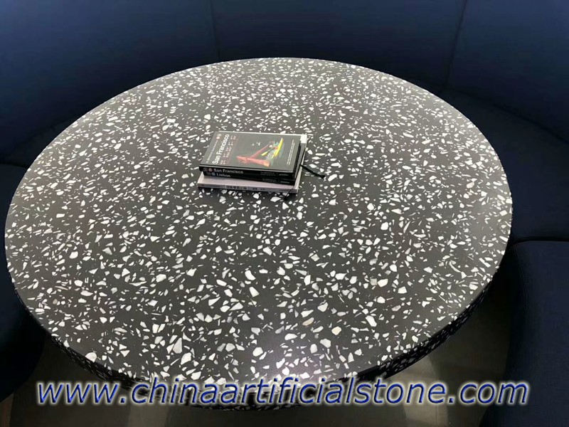 검은 시멘트 기반 테라 초 작업 테이블 탁상 