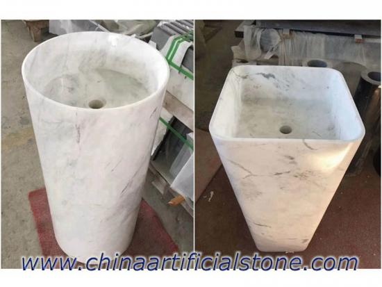 중국 최고 Volakas 흰색 대리석 주춧대 수채 39x39x85cm 공장